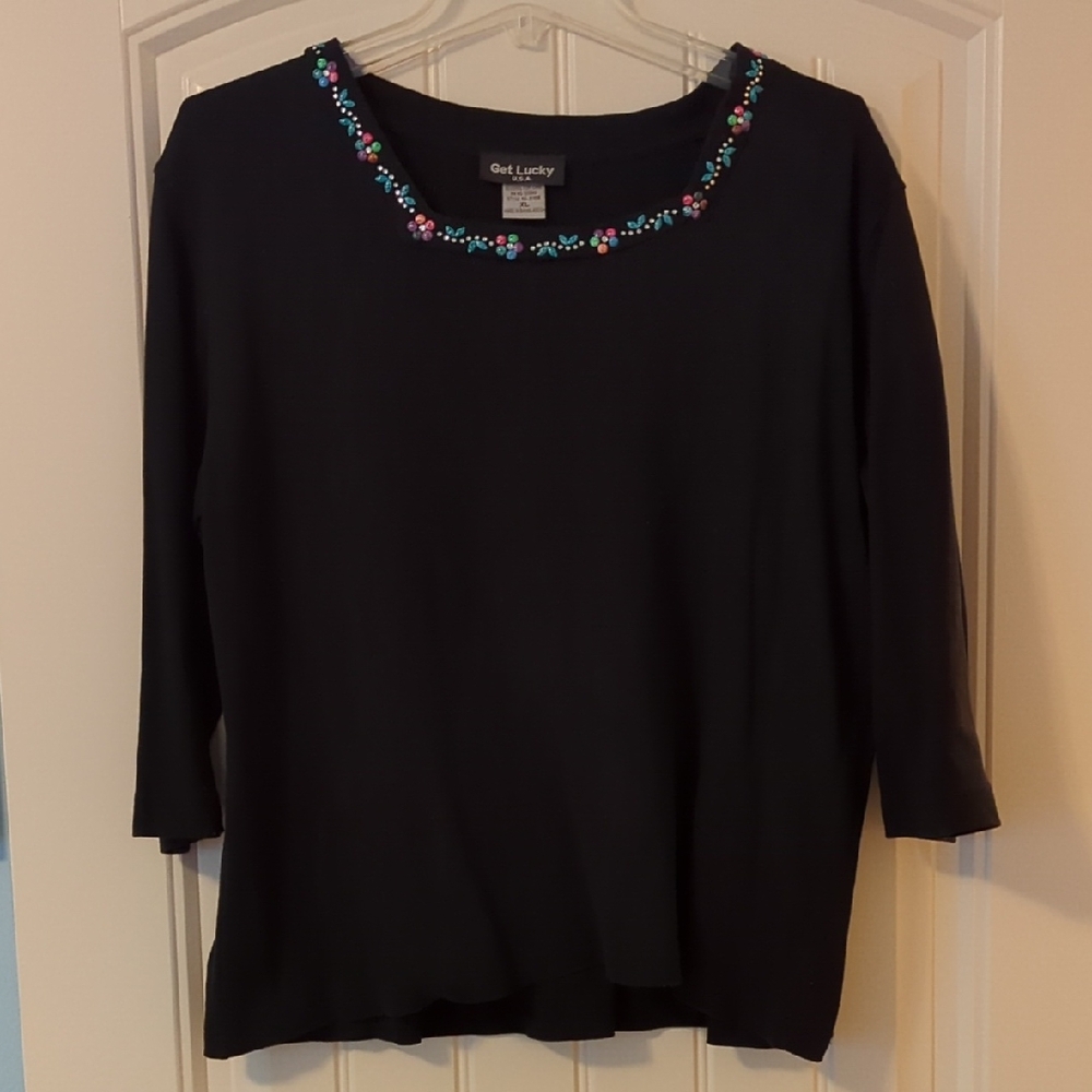 Get Lucky Brand Black 3/4 Sleeve Blouse